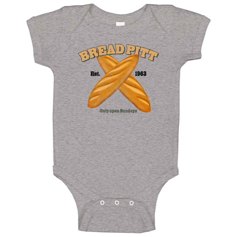 Bread Pitt Est 1963 Parody Funny Bakery Baby One Piece Bread Pitt Est 1963 Parody Funny Bakery Baby One Piece