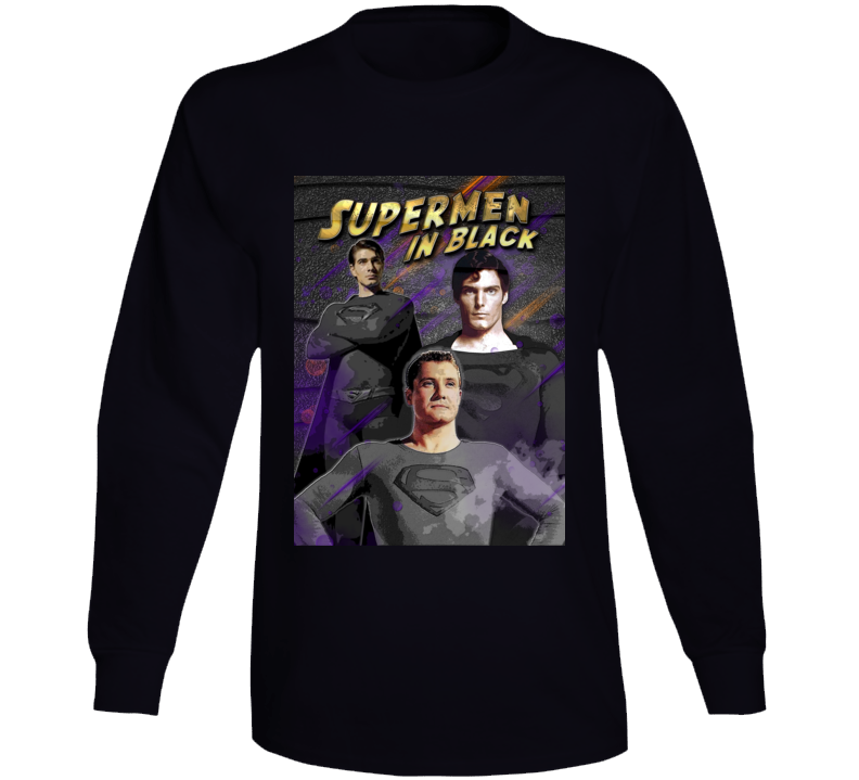 Supermen In Black Funny Parody Superheroes Unite Fan Long Sleeve T Shirt Supermen In Black Funny Parody Superheroes Unite Fan Long Sleeve T Shirt