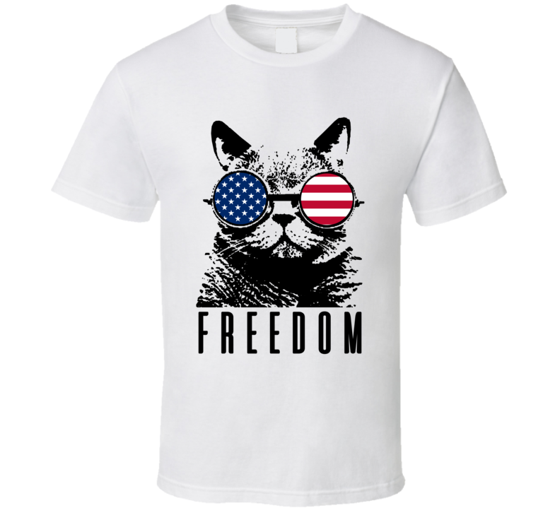 Freedom Cat Patriotic Glasses Animal Lover T Shirt Freedom Cat Patriotic Glasses Animal Lover T Shirt