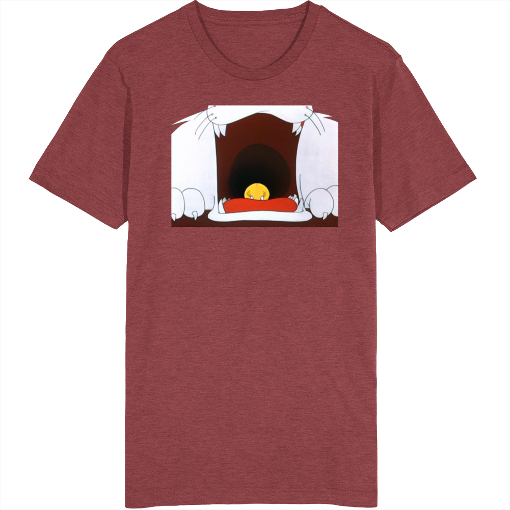 Tweety Bird In Sylvester's Mouth Cartoon Characters T Shirt Tweety Bird In Sylvester's Mouth Cartoon Characters T Shirt