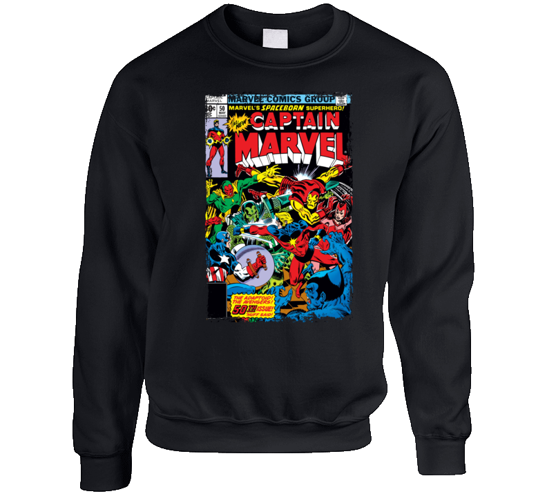 Captain Marvel Comic Issue 50 Crewneck Sweatshirt Captain Marvel Comic Issue 50 Crewneck Sweatshirt