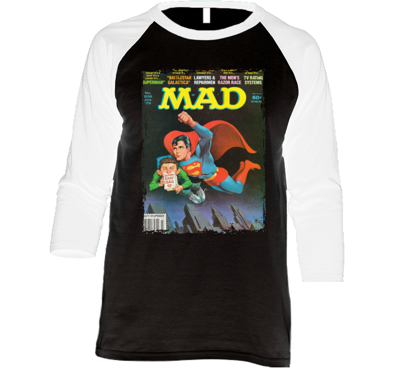 Mad Issue 208 Superman Raglan T Shirt Mad Issue 208 Superman Raglan T Shirt