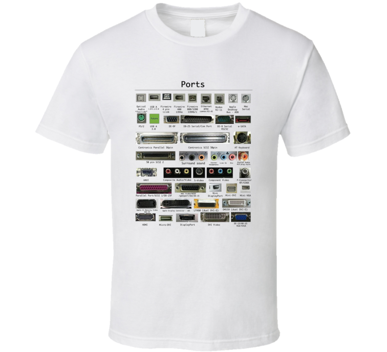 Computer Port Types T Shirt Computer Port Types T Shirt