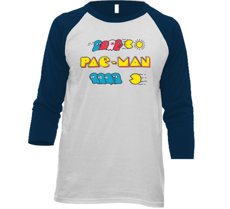 Pac-man Vintage 80s Video Game Raglan T Shirt Pac-man Vintage 80s Video Game Raglan T Shirt