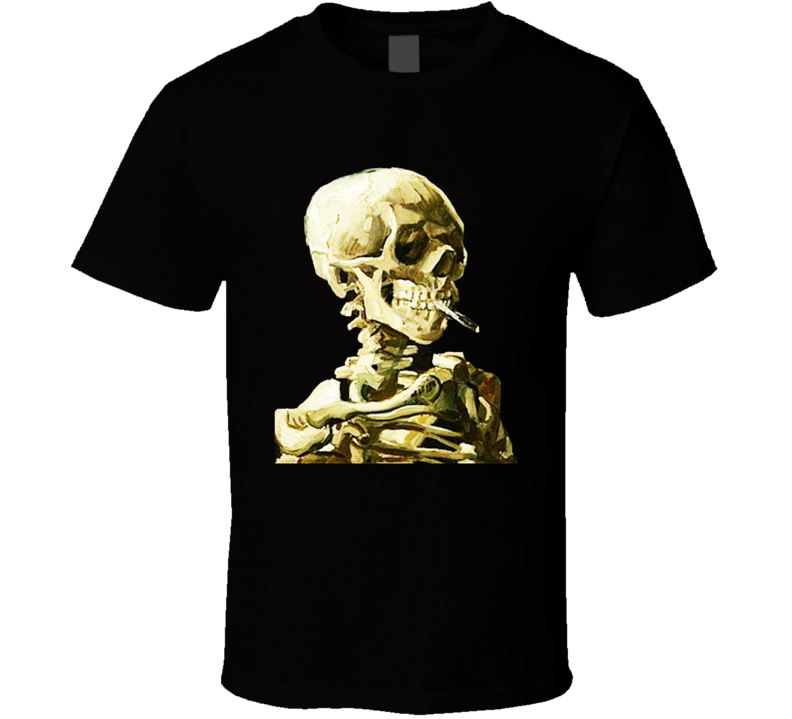 Skeleton With Cigarette Van Gogh T Shirt Skeleton With Cigarette Van Gogh T Shirt