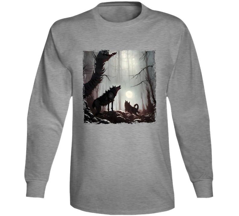 Wolves Howling At The Moon Art Long Sleeve T Shirt Wolves Howling At The Moon Art Long Sleeve T Shirt