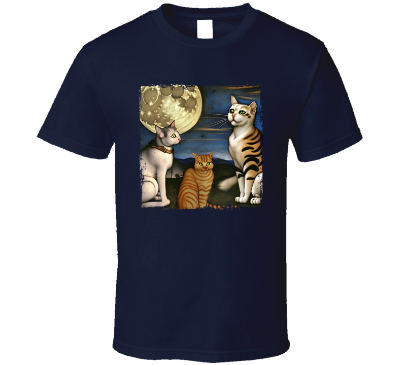 Cats Sitting Looking At The Moon T Shirt Cats Sitting Looking At The Moon T Shirt