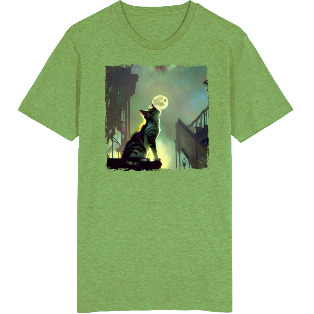 Cat Gazing At The Moon T Shirt Cat Gazing At The Moon T Shirt