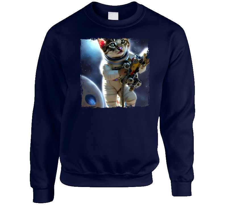 Castronaut Space Cat Art Crewneck Sweatshirt Castronaut Space Cat Art Crewneck Sweatshirt
