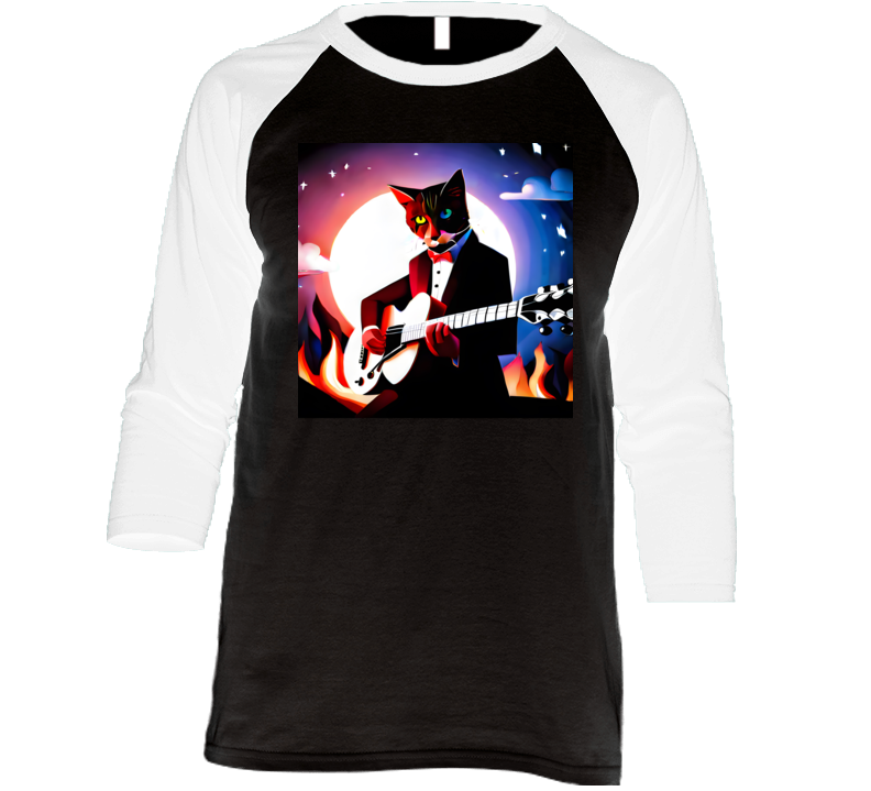 Cat Jamming On The Guitar At The Fire Wearing A Tuxedo Funny T Shirt Cat Jamming On The Guitar At The Fire Wearing A Tuxedo Funny T Shirt