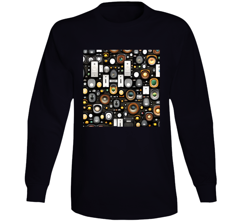 Wall Of Speakers Retro Dj Love Music Long Sleeve T Shirt Wall Of Speakers Retro Dj Love Music Long Sleeve T Shirt