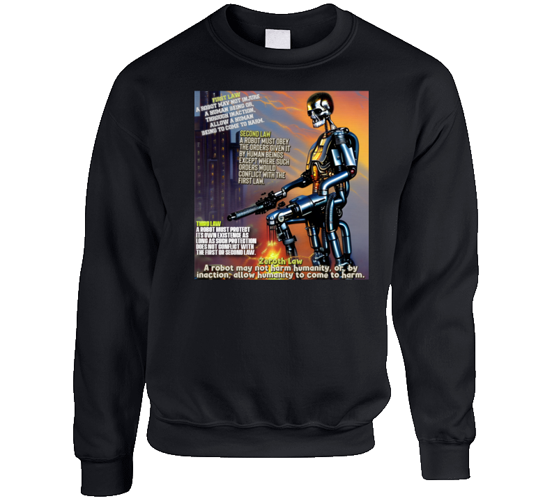 Three Laws Of Robotics Ai Crewneck Sweatshirt Three Laws Of Robotics Ai Crewneck Sweatshirt