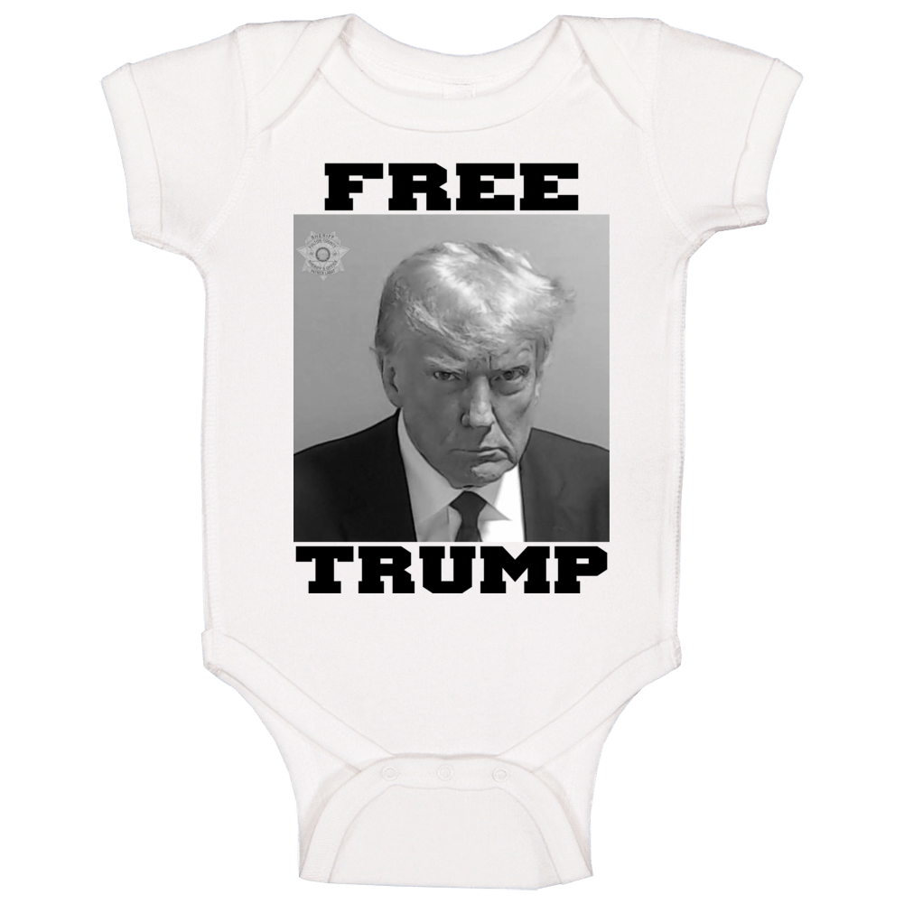 Free Donald Trump Usa President Mugshot Black And White Baby One Piece Free Donald Trump Usa President Mugshot Black And White Baby One Piece