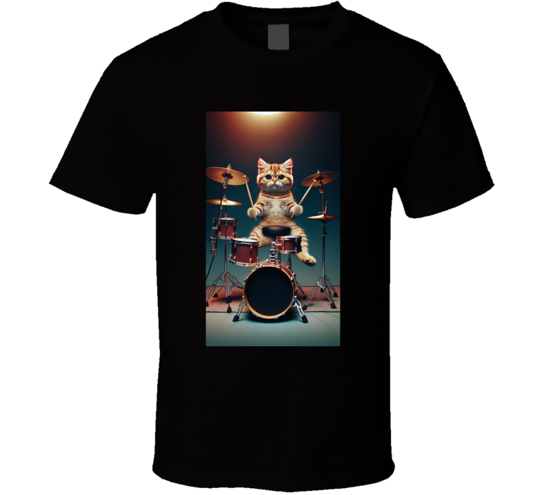 Cat Playing The Drums Kitty Rock Band T Shirt Cat Playing The Drums Kitty Rock Band T Shirt