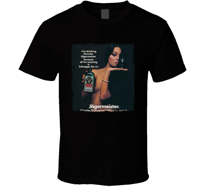 Because All I'm Wearing Is Schnapps No 5 80s Alcohol Ad T Shirt Because All I'm Wearing Is Schnapps No 5 80s Alcohol Ad T Shirt