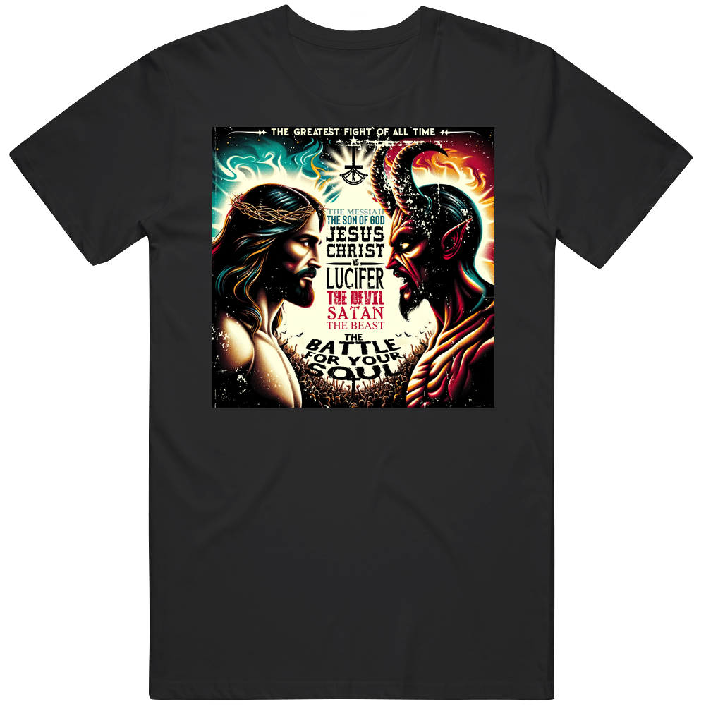 Jesus Christ Vs Lucifer Devil Satan Battle Parody T Shirt Jesus Christ Vs Lucifer Devil Satan Battle Parody T Shirt