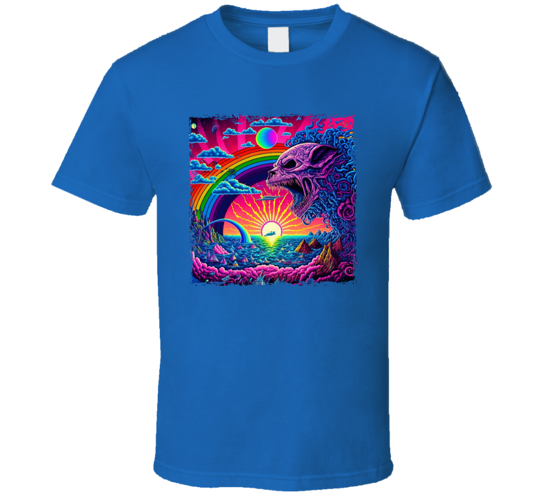 Dragon Skull By The Sea Rainbow Neon T Shirt Dragon Skull By The Sea Rainbow Neon T Shirt