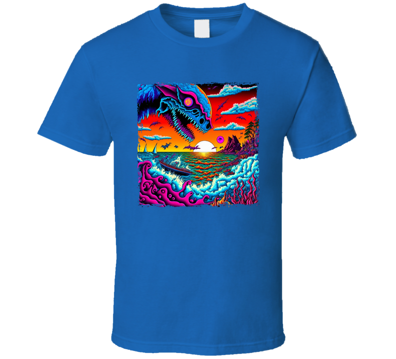 Dragon By The Sea Neon Colors T Shirt Dragon By The Sea Neon Colors T Shirt