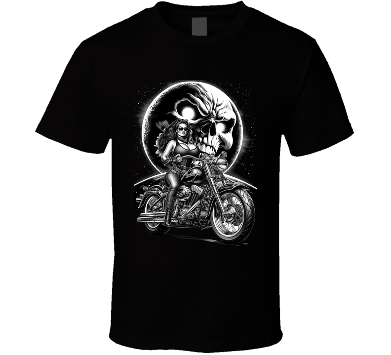 Biker Girl 7 Collection Motorcyle Freedom Skull Moon T Shirt Biker Girl 7 Collection Motorcyle Freedom Skull Moon T Shirt