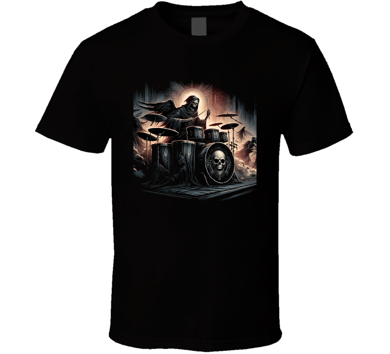 Grim Reaper Drummer Rock T Shirt Grim Reaper Drummer Rock T Shirt