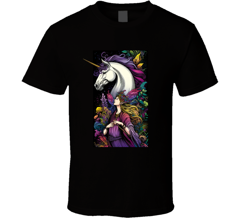 Fairy And Her Unicorn In The Forest T Shirt Fairy And Her Unicorn In The Forest T Shirt