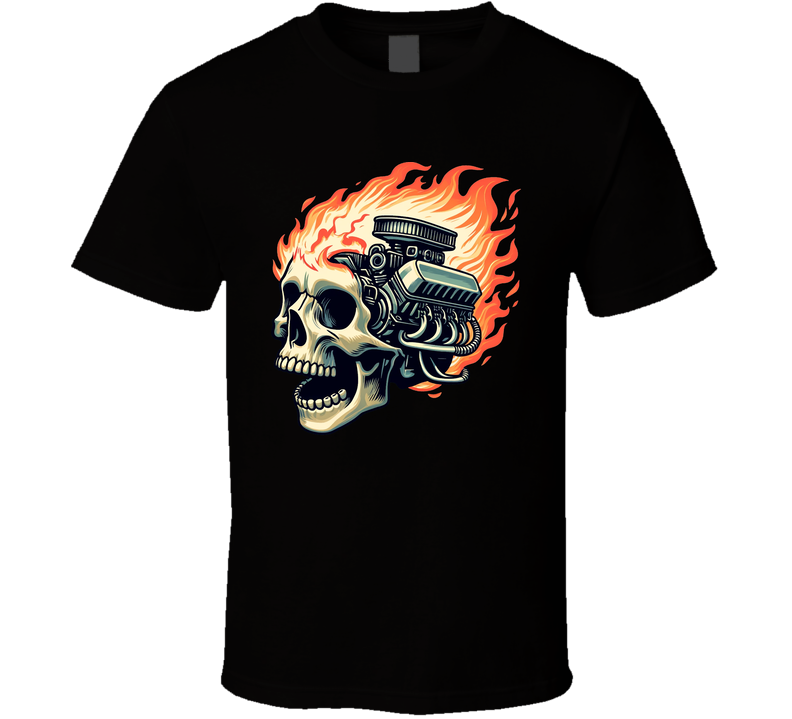 Motor Skull On Fire Car Mechanic T Shirt Motor Skull On Fire Car Mechanic T Shirt