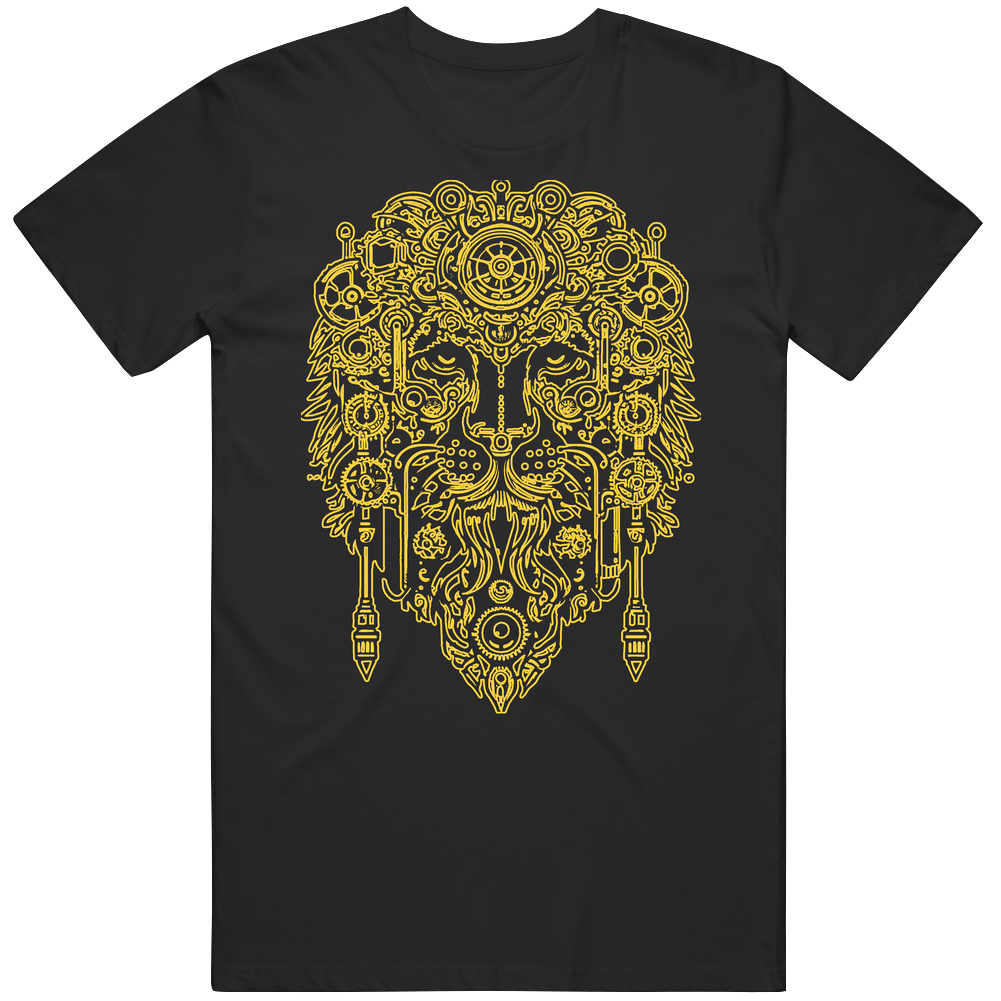 King Of The Steampunk Lion Gold Fantasy T Shirt King Of The Steampunk Lion Gold Fantasy T Shirt