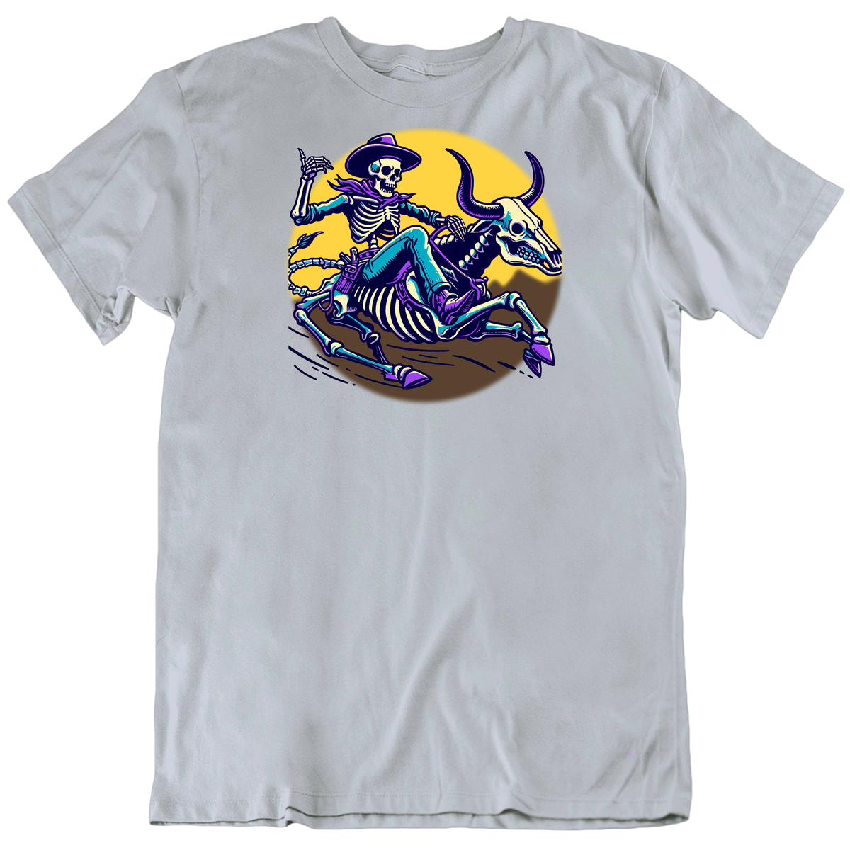 Skeleton Cowboy Riding Skeleton Bull Fantasy Western T Shirt Skeleton Cowboy Riding Skeleton Bull Fantasy Western T Shirt