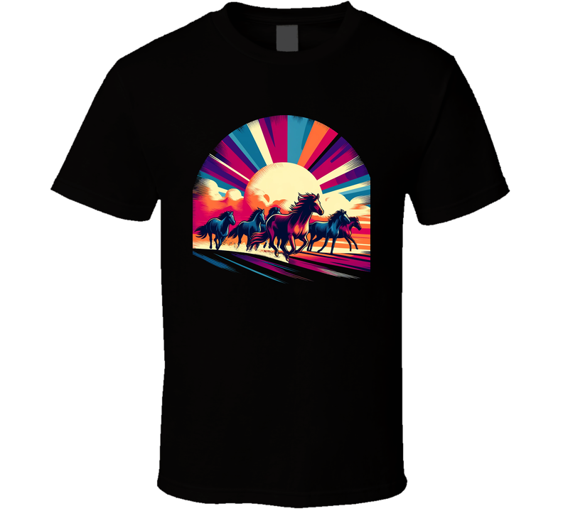 Wild Horses Stallions At Dusk Western Fantasy T Shirt Wild Horses Stallions At Dusk Western Fantasy T Shirt
