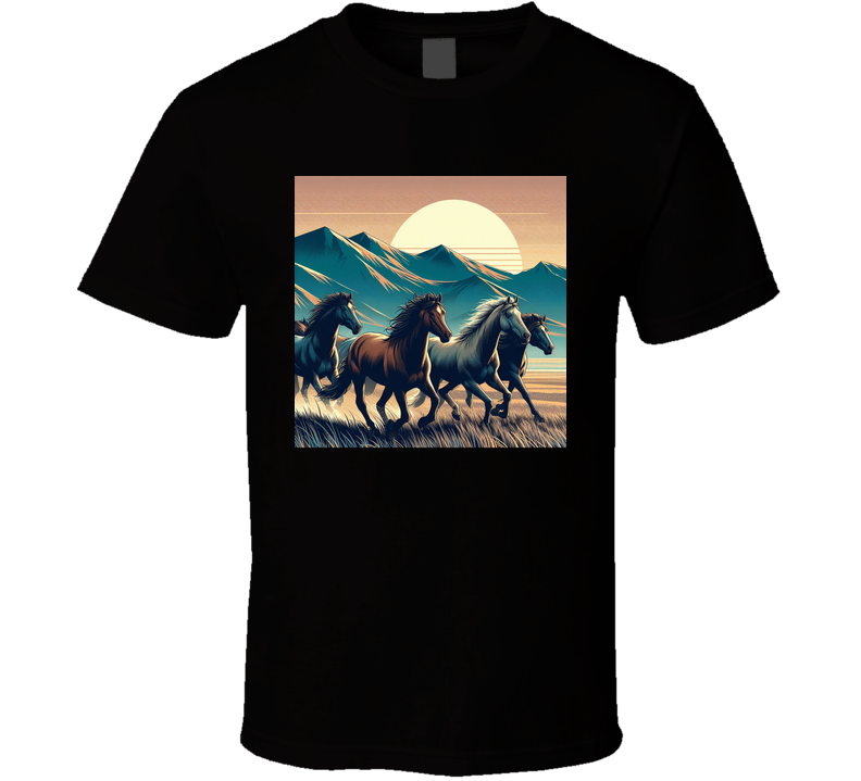 Wild Horses Stallions Galloping Cowboy Cowgirl T Shirt Wild Horses Stallions Galloping Cowboy Cowgirl T Shirt