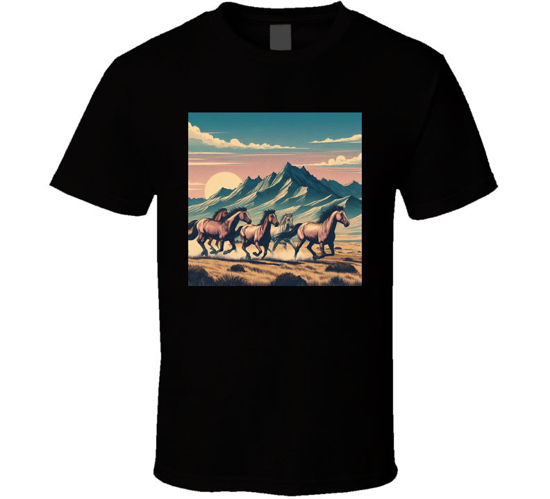 Wild Horses Stallions Galloping Fantasy T Shirt Wild Horses Stallions Galloping Fantasy T Shirt