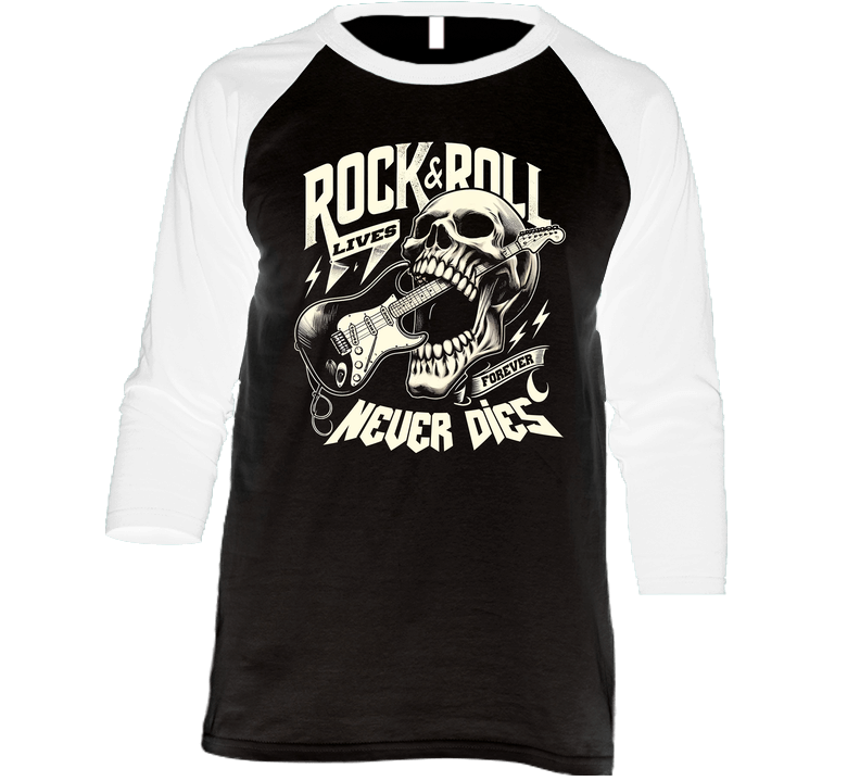 Rock N Roll Lives Forever Never Dies Guitar Skull Music Fantasy T Shirt Rock N Roll Lives Forever Never Dies Guitar Skull Music Fantasy T Shirt