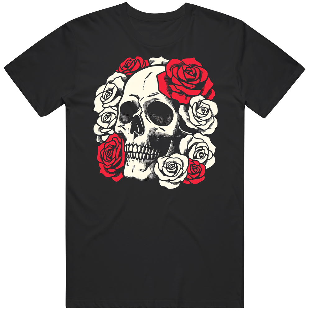 Skull And Roses Gothic Biker T Shirt Skull And Roses Gothic Biker T Shirt