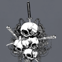Skulls Swords Japan Warlord Biker MMA FIghter fan t shirt 1247420