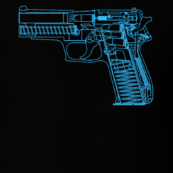 Gun Pistol Negative Art Design Drawing Parody T Shirt 27766809