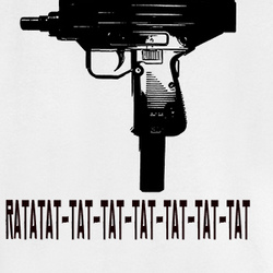 Uzi Ratatat tat machine gun funny t shirt 35767