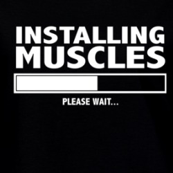 Installing Muscles Please Wait Gym Workout Gear Ladies T Shirt 36502641