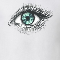 Isolated Vector Illustration Of Realistic Human Eye Of A Girl With Circular Blue T Shirt 37575957