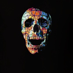 Stylized Low Poly Colorful Skull In Tribe Style On Dark Background T Shirt 37575958