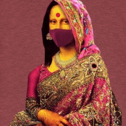 Mona Lisa Mask Indian Dress Parody T Shirt 38143369
