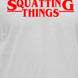 Squatting Things Funny Stranger Things Inspired Gym Workout Raglan T Shirt 38448190