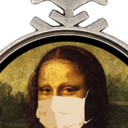 Mona Lisa Face Mask Parody Funny Christmas Holiday Ornament 38479604