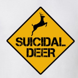 Suicidal Deer Funny Road Sign T Shirt 38589526