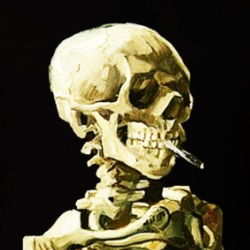 Skeleton With Cigarette Van Gogh T Shirt 39324000