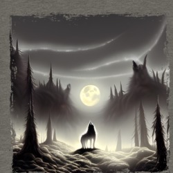 Wolf Looking At The Moon Art T Shirt 39501932