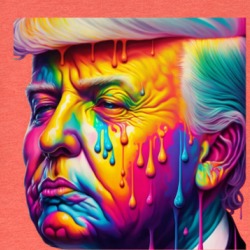Donald Trump Sweating Rainbow Colors T Shirt 39595104