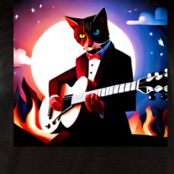 Cat Jamming On The Guitar At The Fire Wearing A Tuxedo Funny T Shirt 39600971