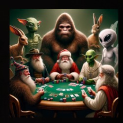Bigfoot Sasquatch Alien Santa Bunny God Poker Parody Funny T Shirt 39751441