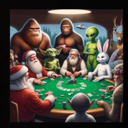 Bigfoot Sasquatch Fairies Alien Santa God Poker Parody T Shirt 39751445
