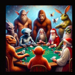 Bigfoot Sasquatch Fairies Alien Santa God Poker Parody Funny T Shirt 39751447